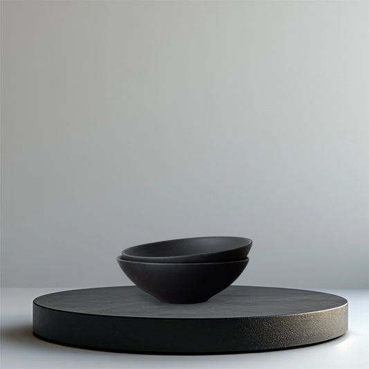 Set of two yunomi tea cups from the TOKI series, made with unglazed Tokoname-yaki pottery and traditional yakishime firing.